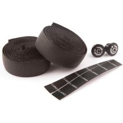 Лента на руль Clark`s CHBT-2810, амортизирующая «змеиная кожа», крепеж+заглушки, толщина 3мм, черная, 3-261 - фото