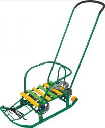 Санки Тимка 3К Универсал Зеленый Т3КУ/З2 /Nika/спинка, толкатель, колеса - фото