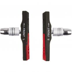 Тормозные колодки M-Wave BPR-VC-DUAL, асимметричные, 72мм, для стальных и алюминиевых ободов, черно/красные, 5-361021 - фото