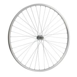 Колесо 28" переднее(без резины), одинарный алюм.обод 36 отв, втулка сталь, гайка - фото