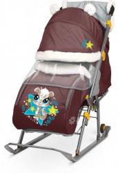 Санки-коляска "Ника детям 6" Мишка, шоколадный - фото