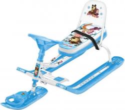 Снегокат Тимка спорт со спинкой 4-1 Маша и медведь со спинкой СММ2 - фото