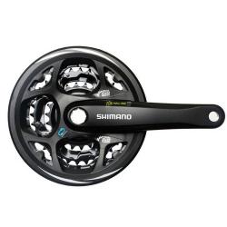Система Shimano Altus M311, 175мм, 48/38/28T, защ, черный - фото