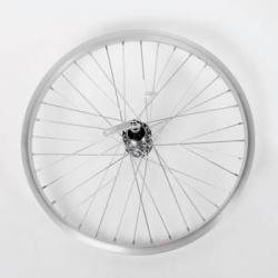 Колесо 24" переднее(без резины), одинарный алюм.обод 36 отв, втулка сталь, эксцентрик - фото