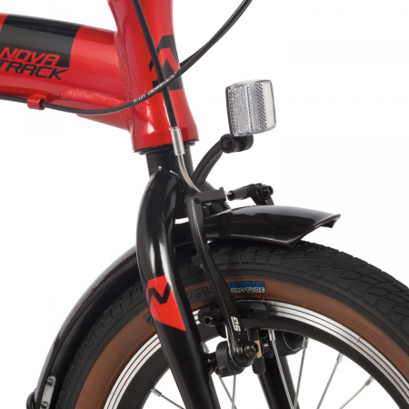 Велосипед Novatrack Town 16" (2024) (Велосипед NOVATRACK 16" TOWN  красный, складной алюм. Shimano 7 speed, стальная вилка, вынос, алюм.р)