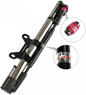 Насос велосипедный GIYO GM-741, с манометром, универсальная головка Clever Twin Valve, серый, 6-190741 - фото