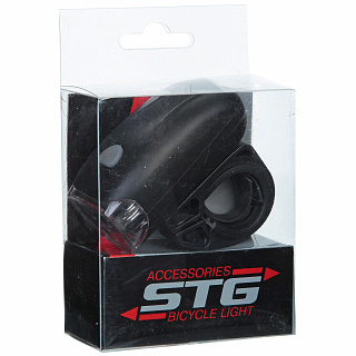 Фонарь велосипедный STG, передний 3 светодиода, 3 функции - фото