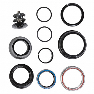 Рулевая колонка Neco H383AEM, ZS44/56, 1 1/8-1 1/2", алюм.чашки, пром.подшипники, черный - фото