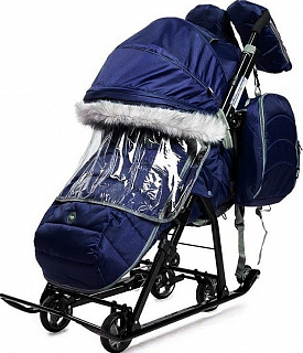 Санки-коляска комбинированная "Ника детям 7-5SK", НД7-5SK/ТС, темно-синяя - фото