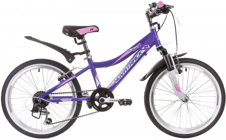 Велосипед NOVATRACK NOVARA 20" (2019) (Велосипед NOVATRACK 20", NOVARA, фиолетовый, алюм., 6-скор, TY21/TS38/SG-6SI, V-brake)