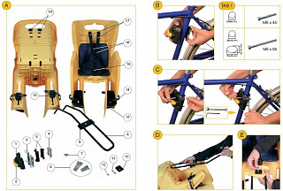 Детское кресло велосипедное Bellelli Little Duck на подседельный штырь Multifix тёмно-синее до 7лет/22кг, 5-259852 - фото