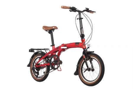Велосипед Novatrack Town 16" (2024) (Велосипед NOVATRACK 16" TOWN  красный, складной алюм. Shimano 7 speed, стальная вилка, вынос, алюм.р)