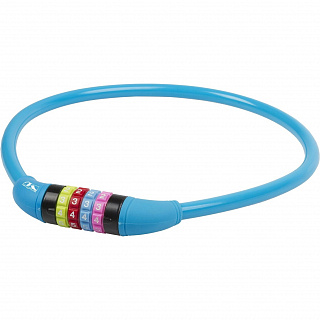 Замок M-Wave тросовый, кодовый, цветные символы, 12x650 мм, силиконовый синий, 5-231054 - фото