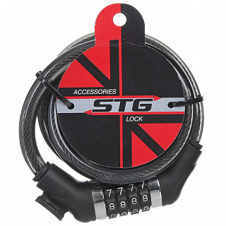 Замок STG, трос спиральный, кодовый диам.12х120см - фото