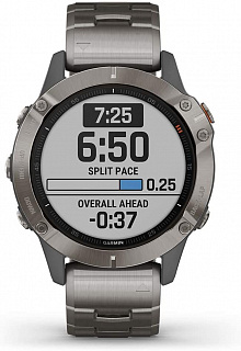 Часы GARMIN Fenix 6 Sapphire (Titanium Gray/Titanium Band) - фото